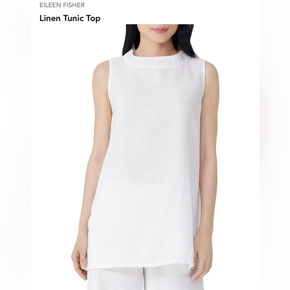 Sleeveless White Linen Tunic Top